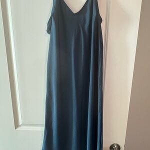 A New Day-Women’s Slip Dress in Deep Teal - Elegant V-Neck